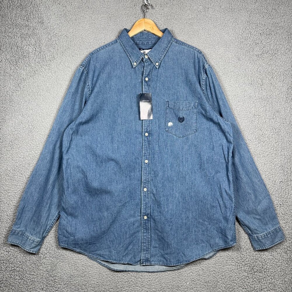 Chaps Denum Shirt Mens‎ Size XL Heritage Blue Midweight Lead Table Button Down
